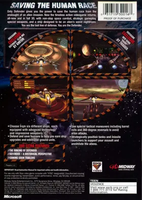 Defender (USA) box cover back